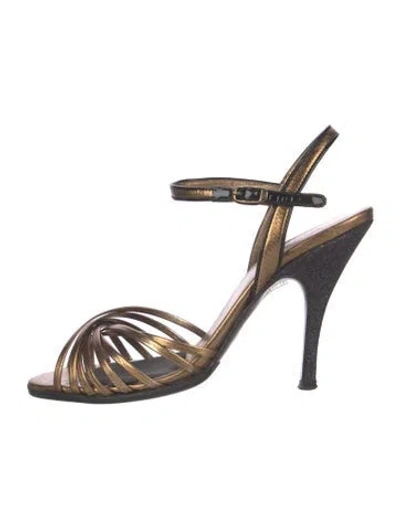 Pre-owned D&g Leather Crystal Embellishments Sandals In Black