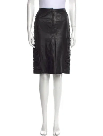 Pre-owned D&g Leather Knee-length Skirt In Black