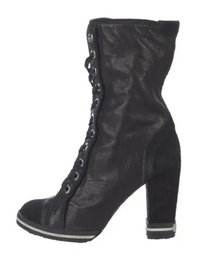 Pre-owned D&g Leather Lace-up Boots In Black