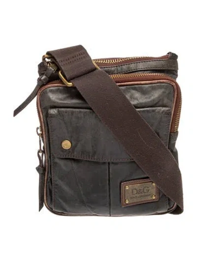 Pre-owned D&g Leather Messenger Bag In Gray