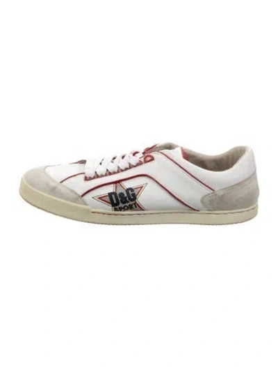 Pre-owned D&g Leather Printed Sneakers In White