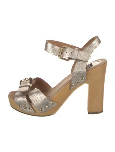 Pre-owned D&g Leather Sandals In Gold