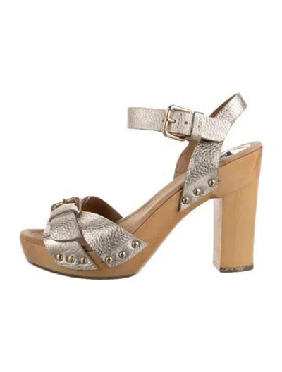 Pre-owned D&g Leather Sandals In Gold