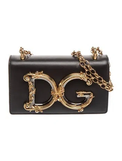 Pre-owned D&g Leather Shoulder Bag In Black