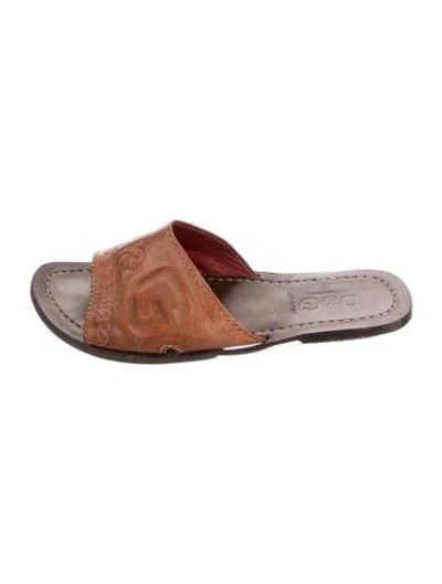Pre-owned D&g Leather Slides In Brown