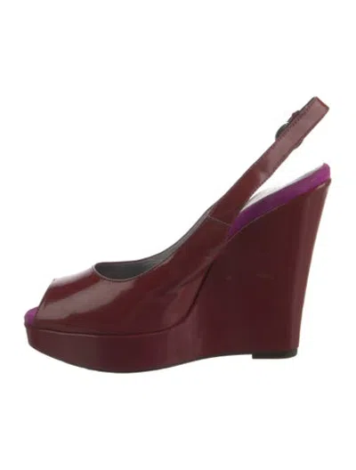 Pre-owned D&g Leather Slingback Pumps In Burgundy