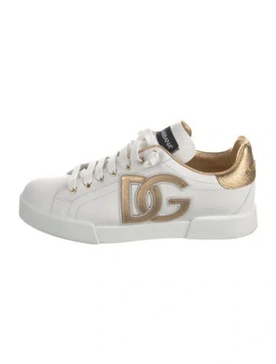 Pre-owned D&g Leather Sneakers In White