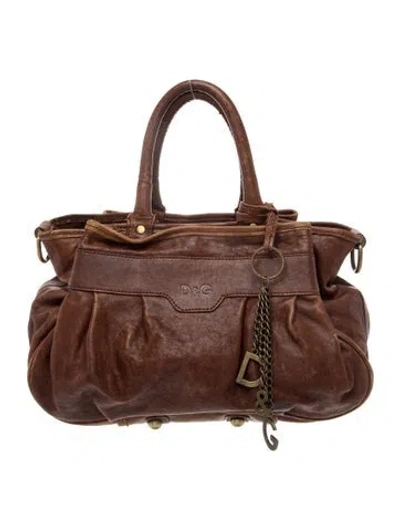 Pre-owned D&g Leather Top Handle Bag In Brown