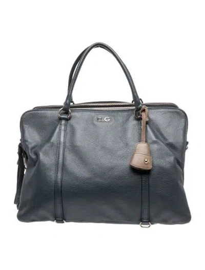 Pre-owned D&g Leather Top Handle Bag In Brown/grey