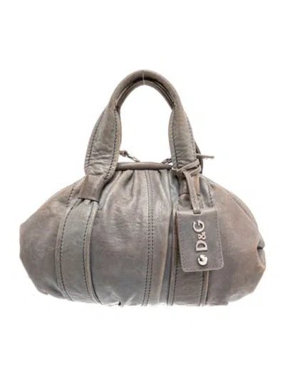 Pre-owned D&g Leather Top Handle Bag In Grey