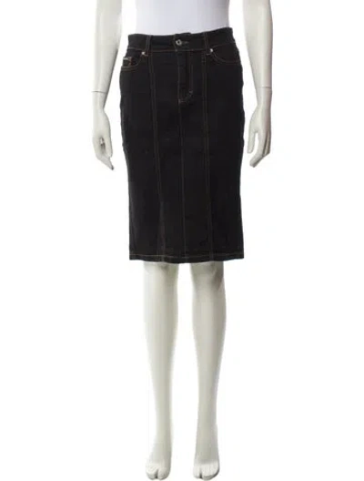 Pre-owned D&g Leather Trim Embellishment Knee-length Skirt In Black