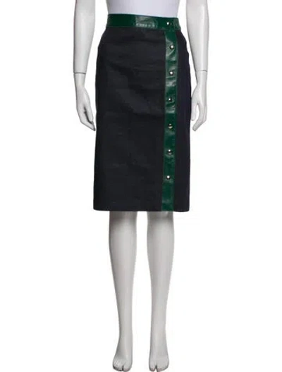 Pre-owned D&g Leather Trim Embellishment Knee-length Skirt In Blue