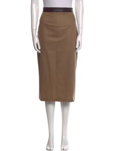 Pre-owned D&g Leather Trim Embellishment Midi Length Skirt In Multi