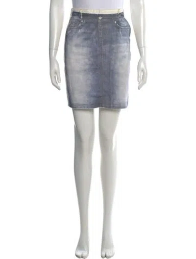 Pre-owned D&g Leather Trim Embellishment Mini Skirt W/ Tags In Blue