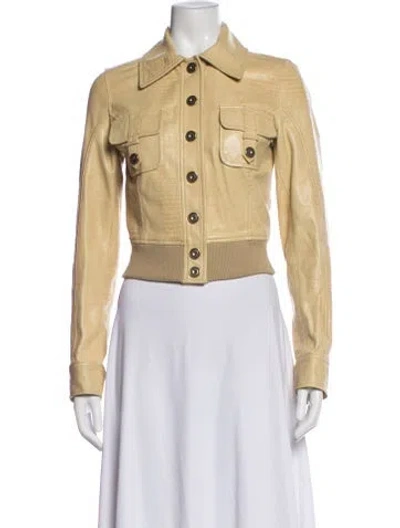 Pre-owned D&g Leather Tweed Pattern Jacket In Neutral