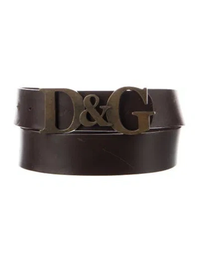 Pre-owned D&g Leather Waist Belt In Brown