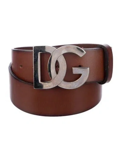 Pre-owned D&g Leather Waist Belt In Brown
