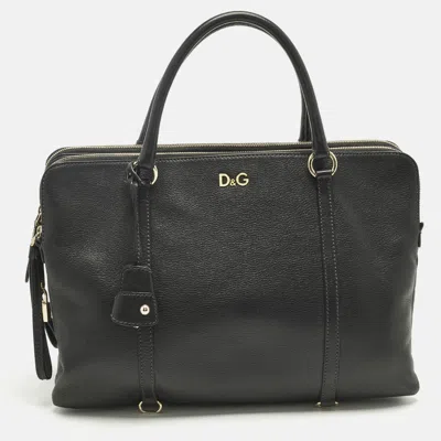 Pre-owned D & G Lily Twist Black Leather Laptop Bag