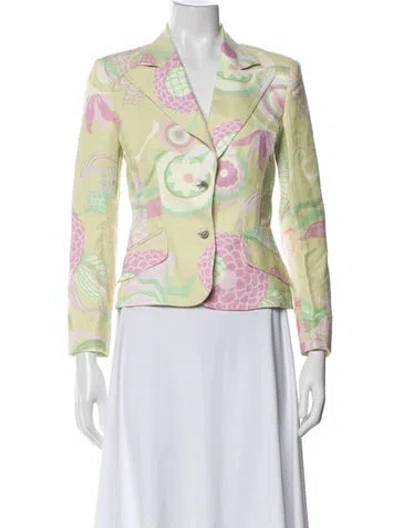 Pre-owned D&g Linen Floral Print Blazer In Yellow