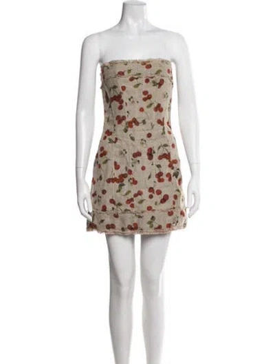Pre-owned D&g Linen Mini Dress In Multi