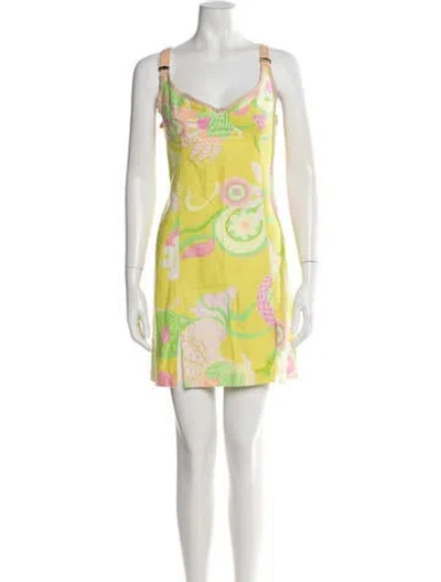 Pre-owned D&g Linen Mini Dress In Yellow