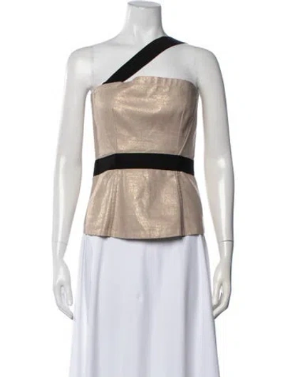 Pre-owned D&g Linen One-shoulder Top In Black/neutrals