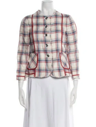 Pre-owned D&g Linen Plaid Print Jacket In Neutral