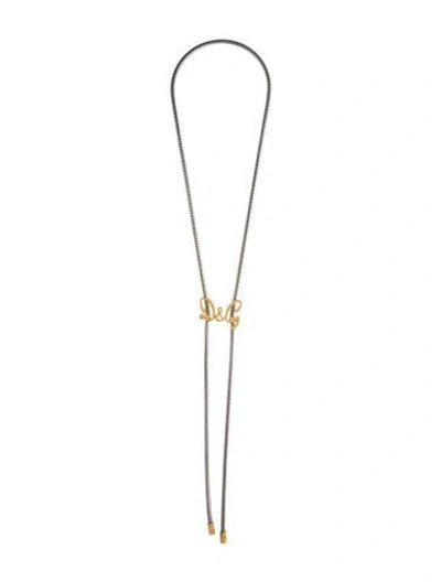 Pre-owned D&g Logo Bolo Necklace, 30" In Multi