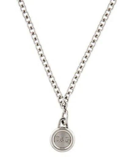Pre-owned D&g Logo Pendant Necklace, 22" In Multi