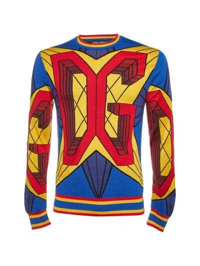 Pre-owned D&g Logo-jacquard Sweater In Yellow