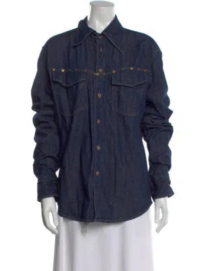 Pre-owned D&g Long Sleeve Button-up Top In Blue