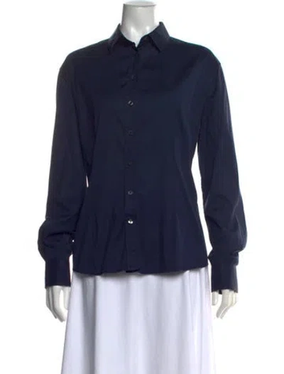 Pre-owned D&g Long Sleeve Button-up Top In Blue