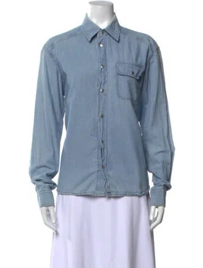 Pre-owned D&g Long Sleeve Button-up Top In Blue