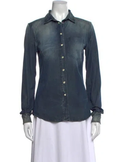 Pre-owned D&g Long Sleeve Button-up Top In Blue