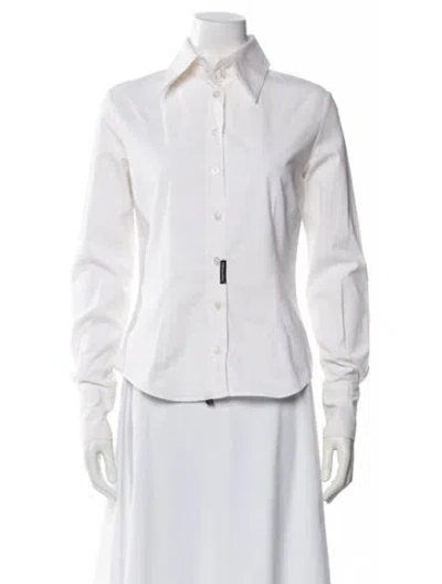 Pre-owned D&g Long Sleeve Button-up Top In White