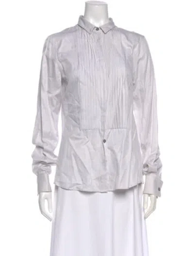 Pre-owned D&g Long Sleeve Button-up Top In White