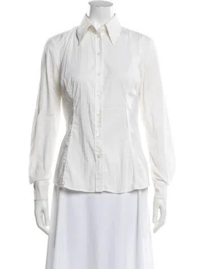 Pre-owned D&g Long Sleeve Button-up Top In White