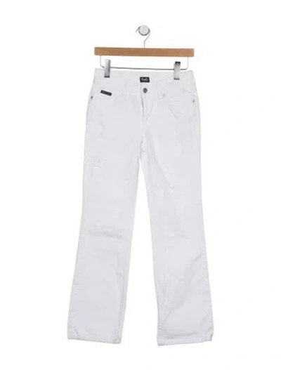 Pre-owned D&g Mid-rise Flared Jeans In White