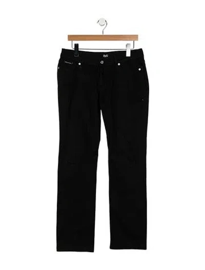 Pre-owned D&g Mid-rise Straight Leg Jeans In Black