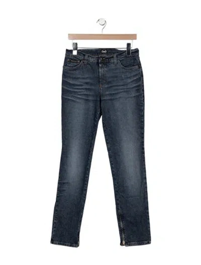 Pre-owned D&g Mid-rise Straight Leg Jeans In Blue