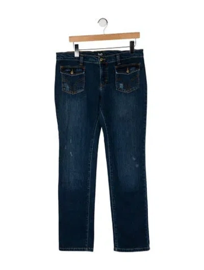 Pre-owned D&g Mid-rise Straight Leg Jeans In Blue