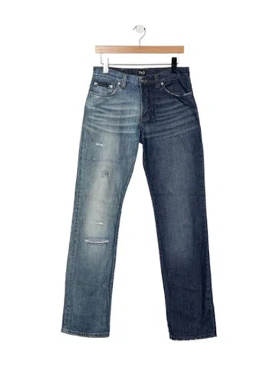 Pre-owned D&g Mid-rise Straight Leg Jeans In Blue