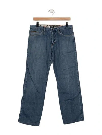 Pre-owned D&g Mid-rise Straight Leg Jeans In Blue
