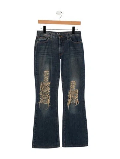 Pre-owned D&g Mid-rise Wide Leg Jeans In Blue