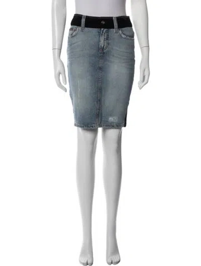 Pre-owned D&g Mini Skirt In Blue/white