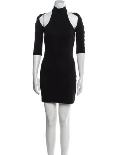 Pre-owned D&g Mock Neck Mini Dress In Black