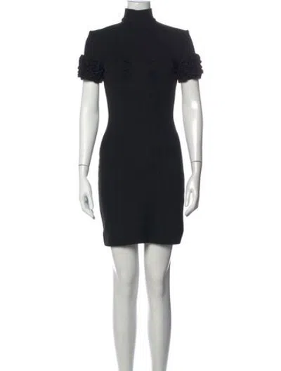 Pre-owned D&g Mock Neck Mini Dress In Black