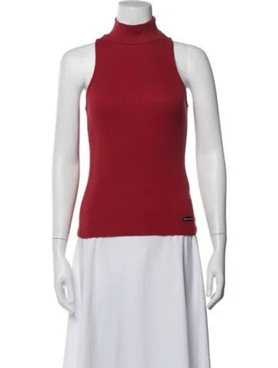 Pre-owned D&g Mock Neck Sleeveless Top In Red