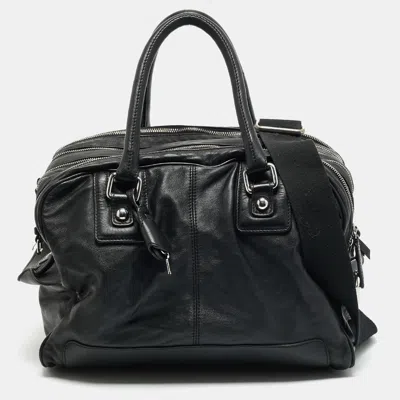 Pre-owned D & G Multi Zip Black Leather Duffel Bag