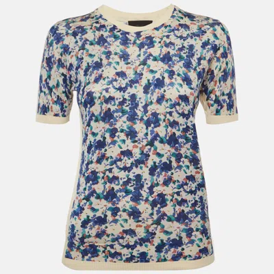 Pre-owned D & G Multicolor Floral Print Silk Knit T-shirt M